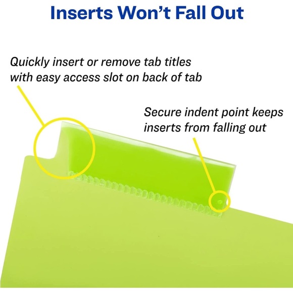 Avery 5-Tab Plastic Binder Dividers Insertable Multicolor Big Tabs 2 set + Bonus - Picture 7 of 14